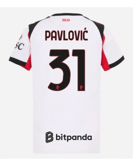 Billige Fotballdrakt AC Milan Strahinja Pavlovic #31 Replika Bortedrakt Dame 2025-26 Kortermet Billige Fotballdrakt AC Milan Strahinja Pavlovic #31 Replika Bortedrakt Dame 2025-26 Kortermet